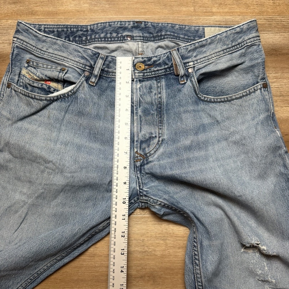 Diesel Larkee Jeans Mens 33x32 Blue Distressed Regular Straight Leg Denim 0800Z - Picture 13 of 16